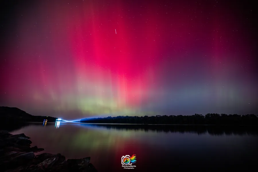 Northern Lights over Missouri and the Mississipi River
