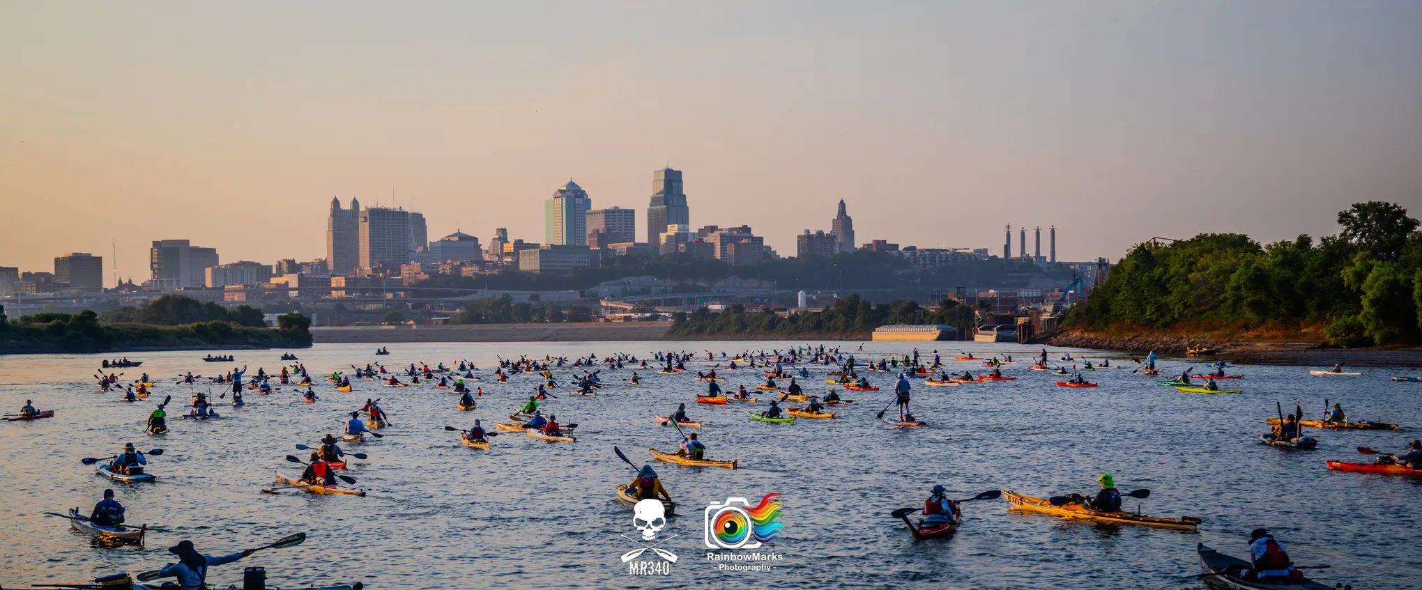The start of the 2024 MR340 at Kaw Point