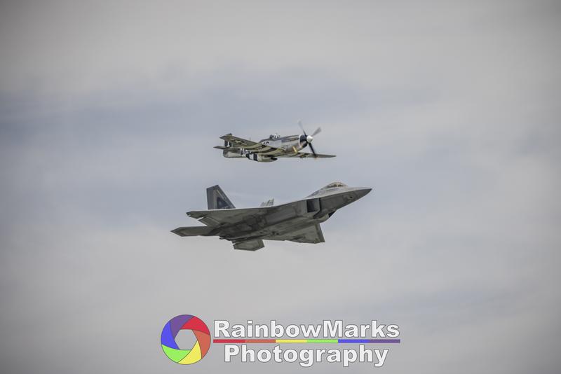 F-22 Raptor and P-51 Mustang at the 2023 Scott AFB Air Show