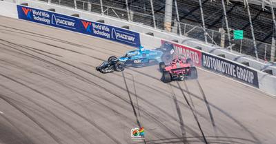 The E.L.F. Car taking out the GuyCare car in Turn 1