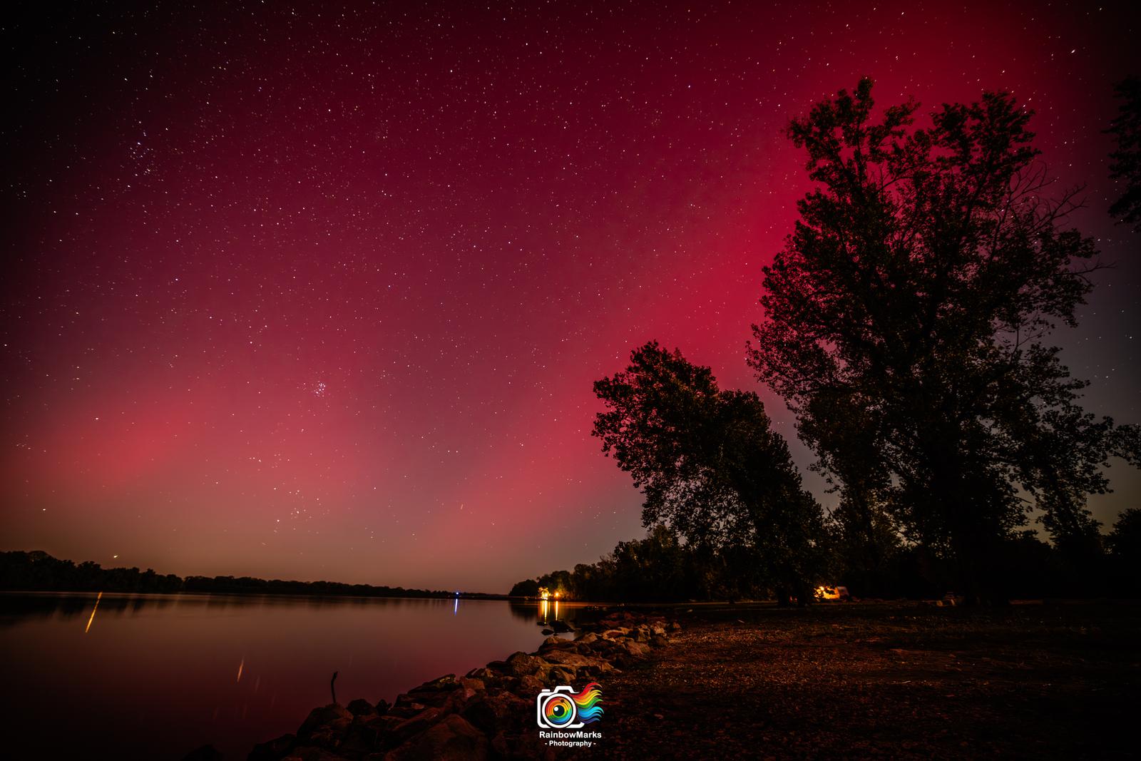 Northern Lights over Missouri and the Mississipi River